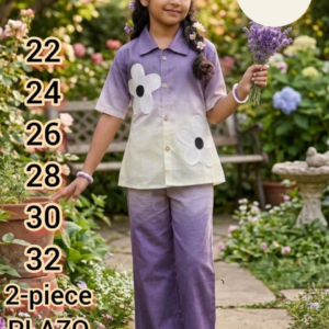 Girls Designer Floral Shirt with Wide-Leg Palazzo